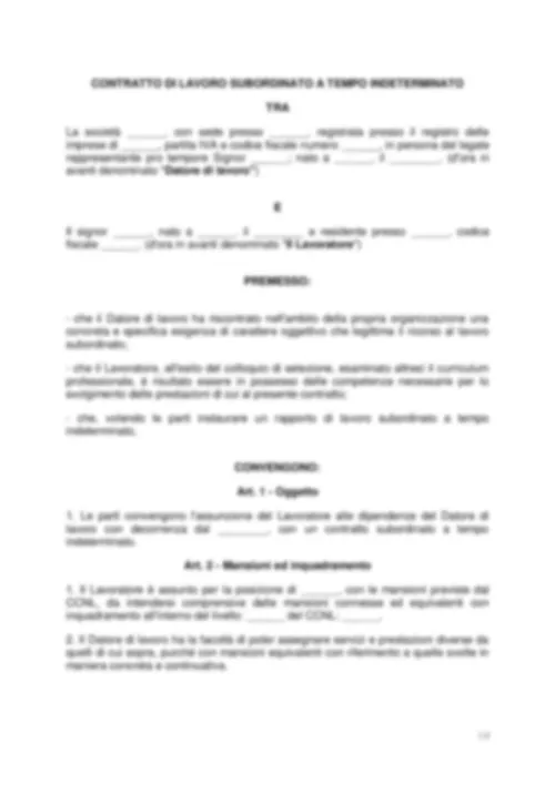 Contratto di lavoro subordinato a tempo indeterminato
